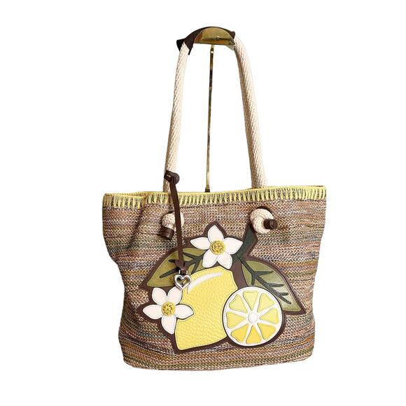 Brighton Bella LIMONE Tote Handbag Purse Woven Leather Lemon - Picture 2 of 12